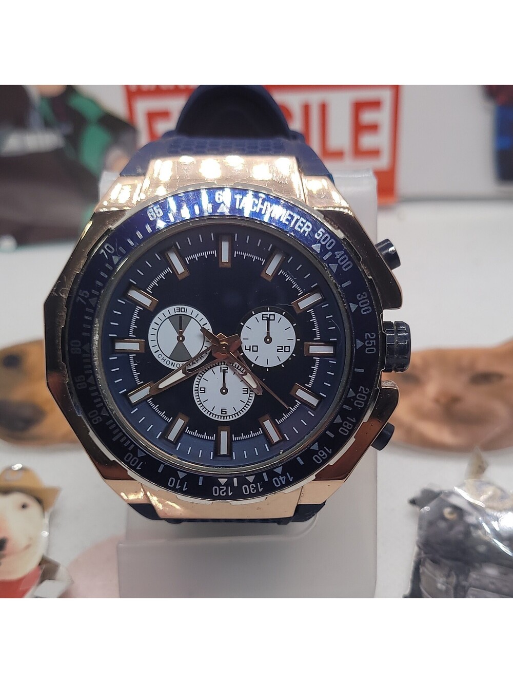 583 Aviator Japan Movement Blue Dial Blue Silicone Band